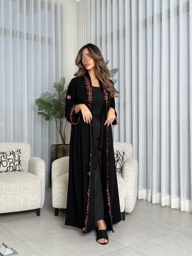 عباية D590 - قماش ملكي كلفة من الامام - نحاسي محمر