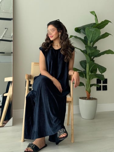 فستان شتوي -كحلي