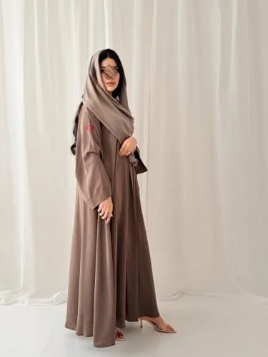 عباية D5058 - قماش بلاك بيري دبل كلوش -بيج غامق