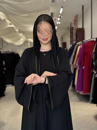 عباية D531- قماش انترنت تحديد تطريز - اخضر