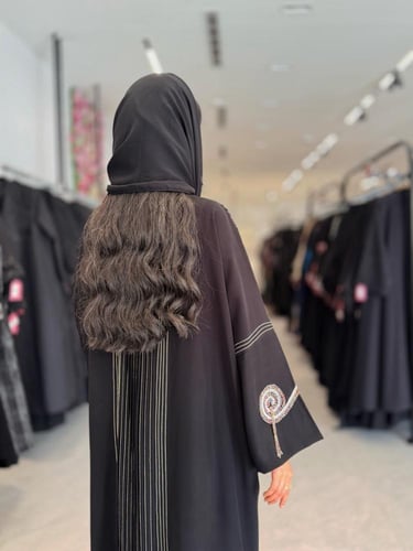 عباية D5012 -بشت بقماش سراميك بتطريز وكسرات من الا...