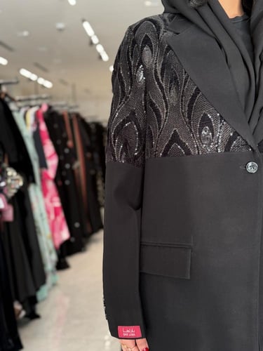 عباية D753 - بليزر قماش كريب الابداع تدخيلات شك ها...