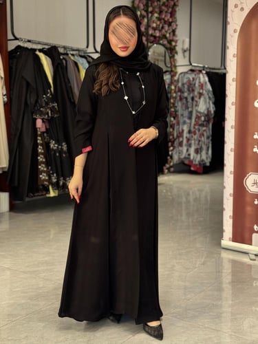 عباية D440 - عباية قماش انترنت بكسرات جانبية - اسو...