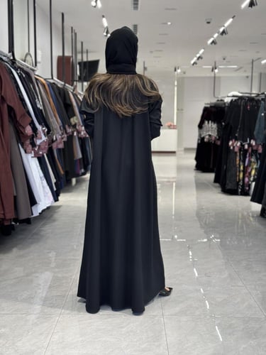 عباية D254-اسود مع تحديد تركواز
