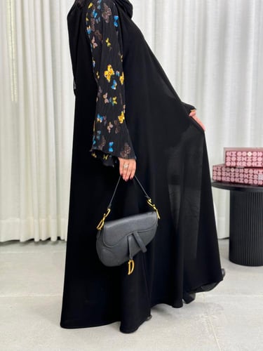 عباية D38 - فراشات ملونه اكمام