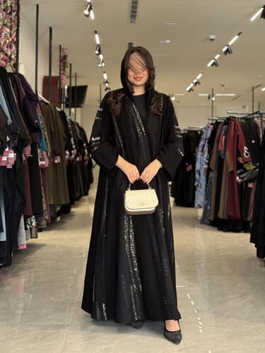 عباية D535-اسود مع تطريز 3