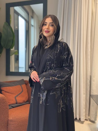 عباية D0117-اسود مطرز