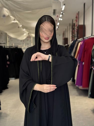 عباية D531- قماش انترنت تحديد تطريز - اخضر