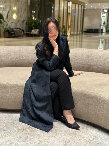 عباية D645 - بليزر قماش حرير تركي - تركواز