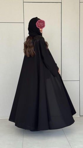 عباية D409 - اسود كم واسع
