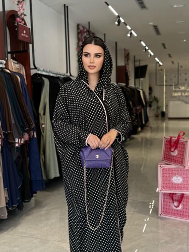 عباية D489 -اسود منقط