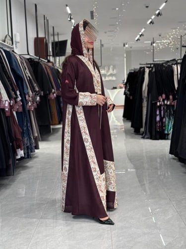 عباية D270-عنابي مطرز