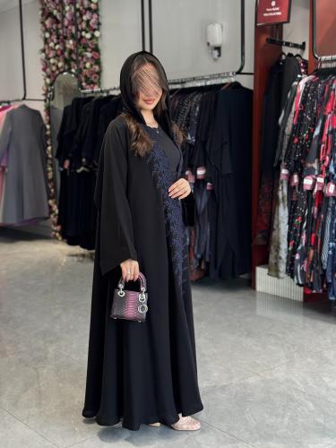 عباية D556-مطرز كحلي