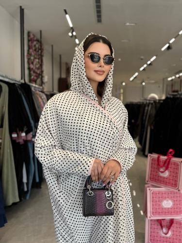 عباية D489 -كريمي منقط