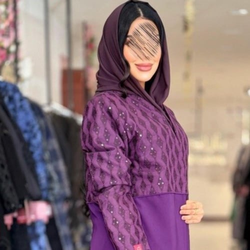 عباية D934 - بقماش روكاما مع كريب باربي قصة بليزر...