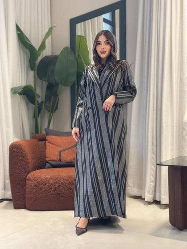 عباية D0136-بني مع فضي