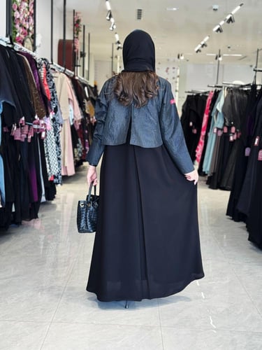 عباية D412 - اسود نقش كحلي