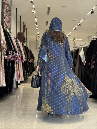 عباية D507- كحلي مورد بذهبي