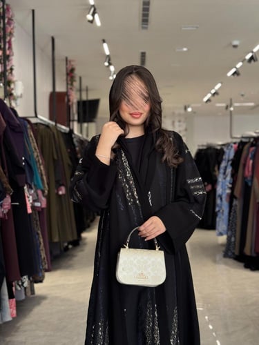 عباية D535-اسود مع تطريز 3