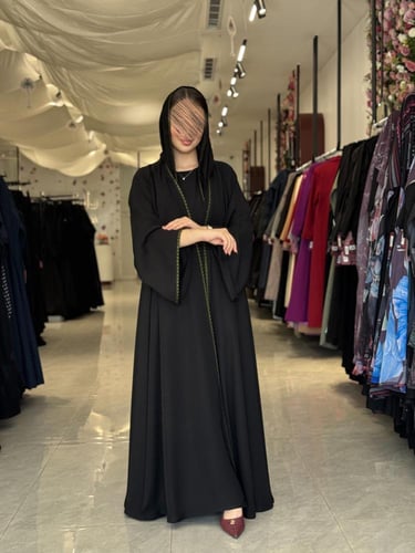 عباية D531- قماش انترنت تحديد تطريز - اخضر