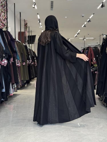 عباية D535-اسود بتطريز اسود