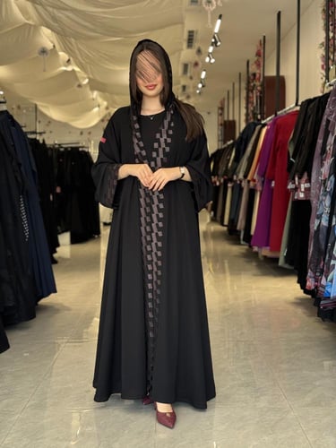 عباية D568-صيفيه قماش انترنت مطرز دبل كلوش - تطريز...