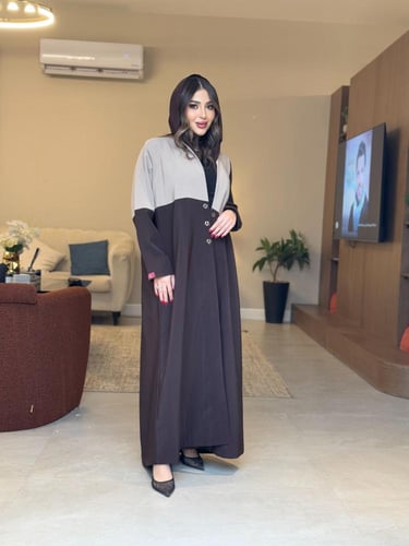 عباية D0140-بني مع بيج غامق