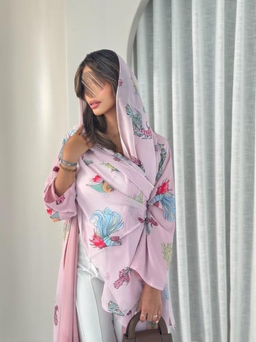 عباية D447 الهبة - وردي