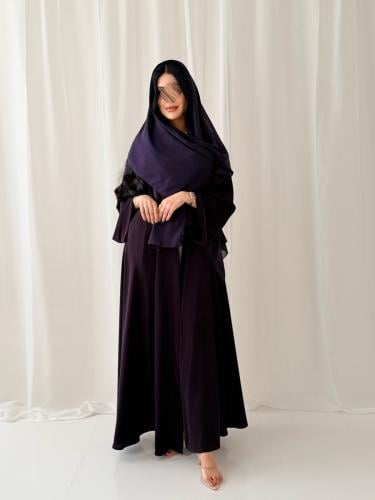 عباية D5058 - قماش بلاك بيري دبل كلوش -ليلكي