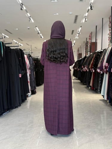 عباية D716- بليزر قماش جوخ كاروهات بتدخيلات مخمل -...