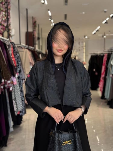 عباية D412 - اسود نقش كحلي