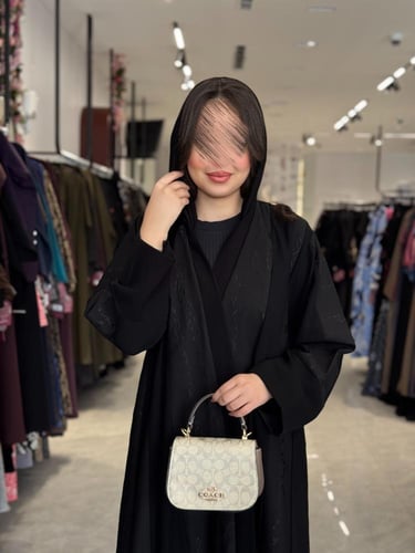 عباية D535-اسود بتطريز اسود