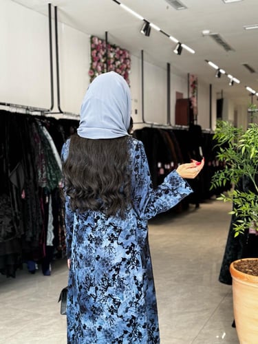 عباية D737 - بليزر بقماش جاكار مشجر مخمل بقصه اي ل...