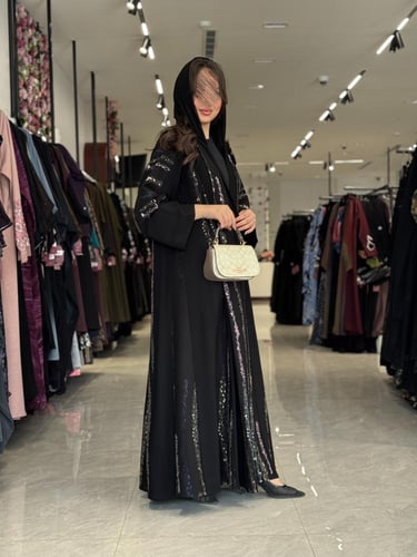 عباية D535- اسود مع تطريز 2