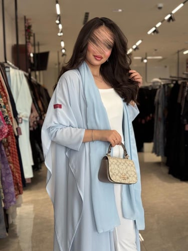 عباية D446 - شيفون سماوي