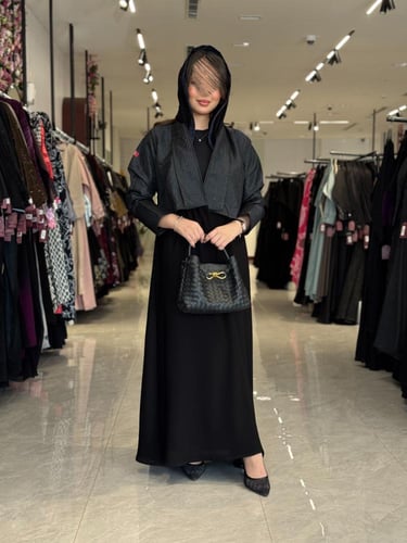 عباية D412 - اسود نقش كحلي