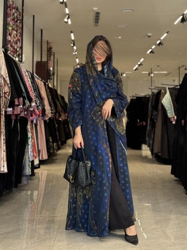 عباية D507- كحلي مورد بذهبي