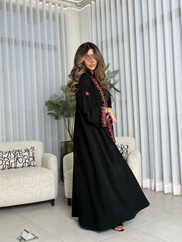 عباية D590 - قماش ملكي كلفة من الامام - نحاسي محمر