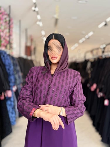 عباية D934 - بقماش روكاما مع كريب باربي قصة بليزر...