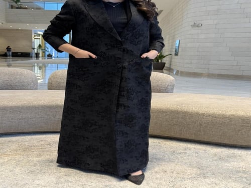 عباية D645 - عباية بليزر قماش حرير تركي - اسود