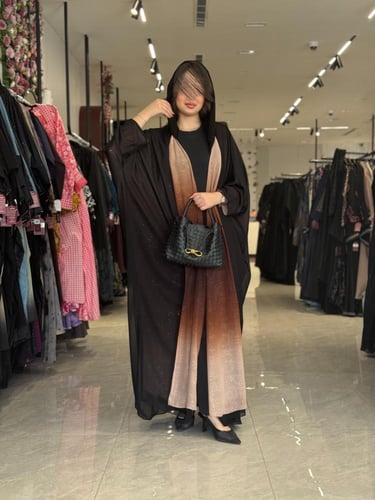 عباية D525 - شيفون مبطن بني