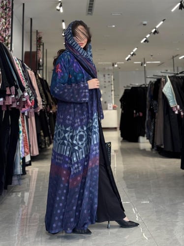 عباية D506- كحلي مورد بموف