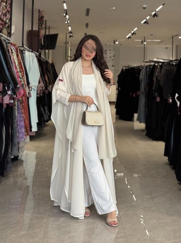 عباية D446 - شيفون بيج