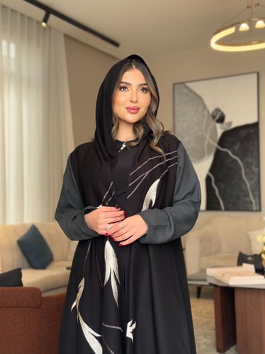 عباية D0114-اسود مطرز