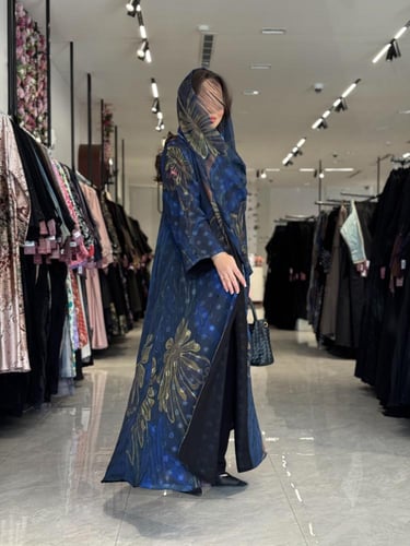 عباية D507- كحلي مورد بذهبي