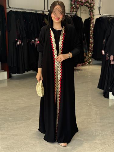 عباية D547 - عباية صيفيه قماش ملكي مطرز من الامام...