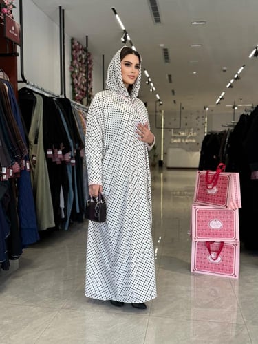 عباية D489 -كريمي منقط