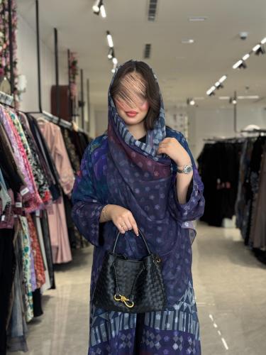 عباية D506- كحلي مورد بموف