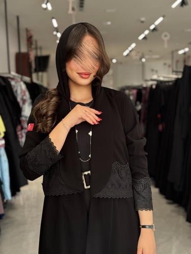 عباية D589 - اسود دانتيل