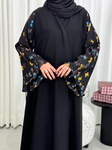 عباية D38 - فراشات ملونه اكمام